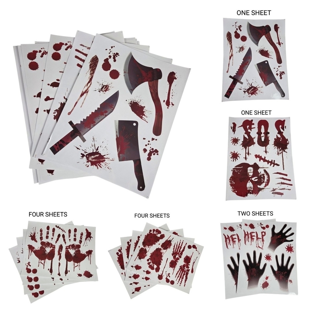 Halloween Window Clings -119 Pieces NEW -Bloody -Window Sticker Halloween Decor